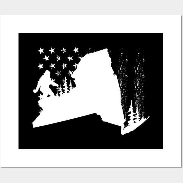 New York Bigfoot American Flag Wall Art by Tesszero